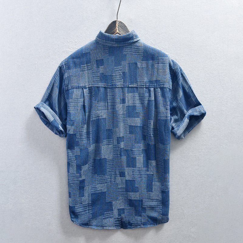 Loose Casual Men's Mesh Cowboy Short Sleeve Shirt