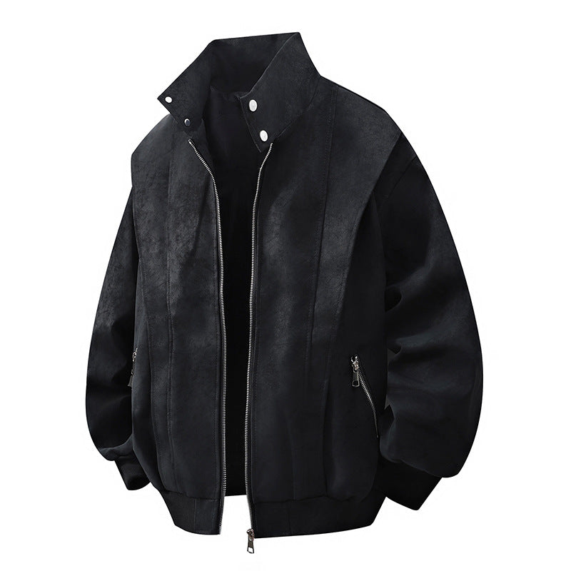 Jacket Men's And Women's Retro Loose Washed-out Leather Coat