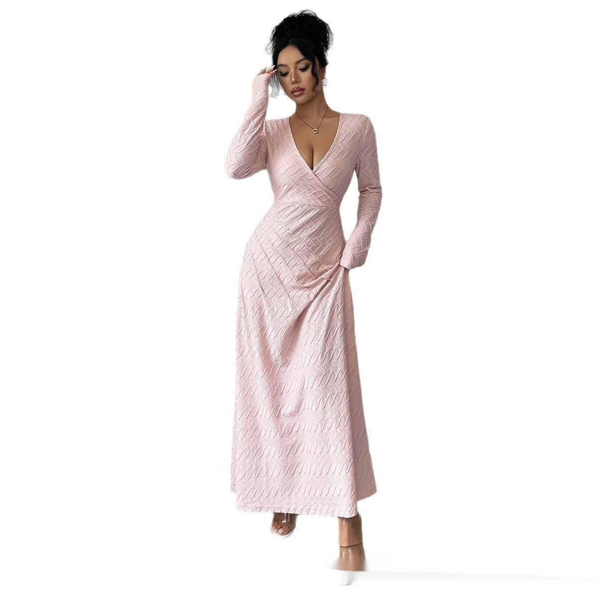 Deep V Long Sleeve Dress Women