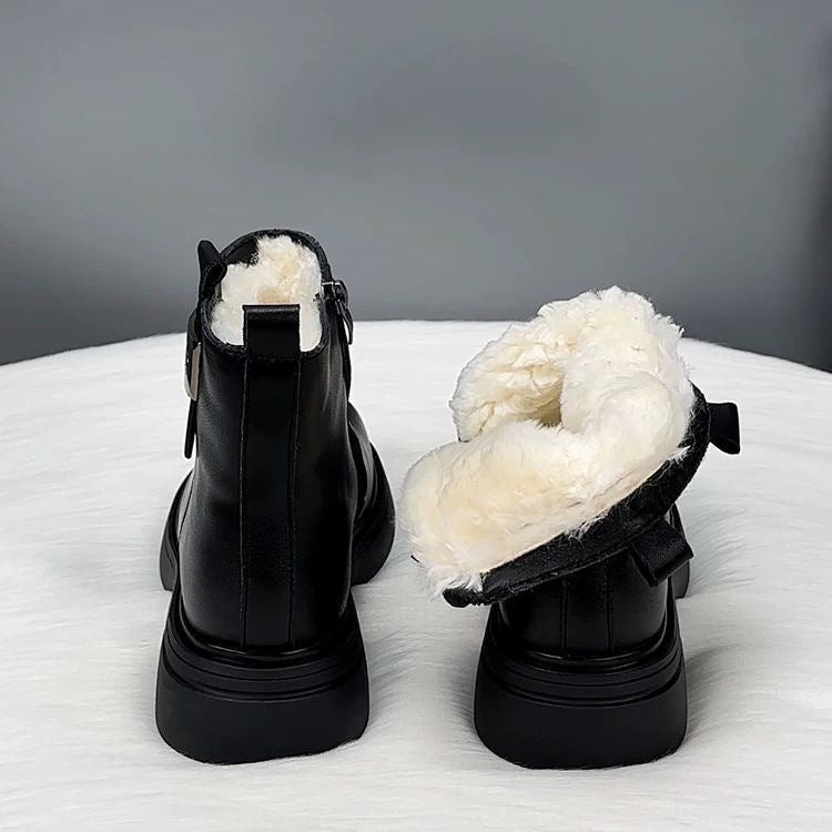 Winter Soft Leather Soft Sole Snow Boots For Women