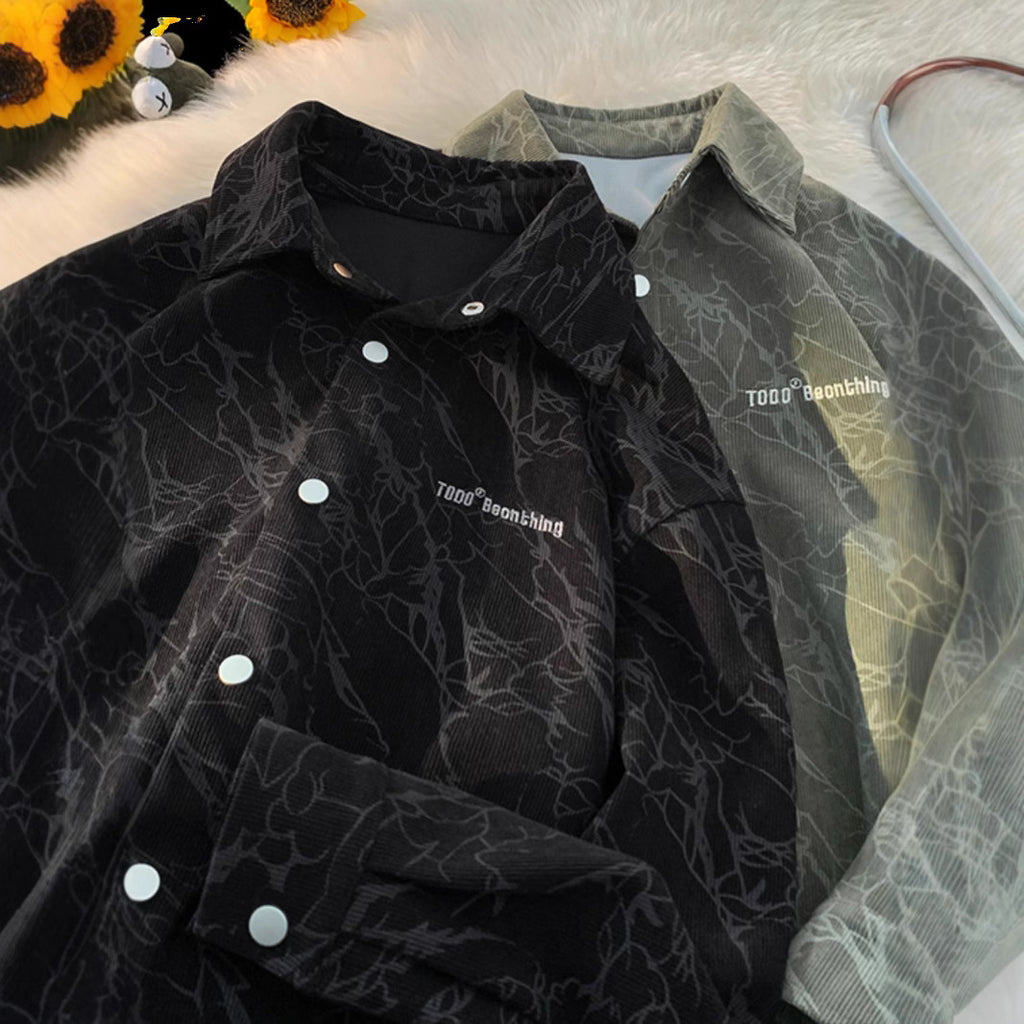 Embroidered High-grade American Retro Corduroy Shirt For Men