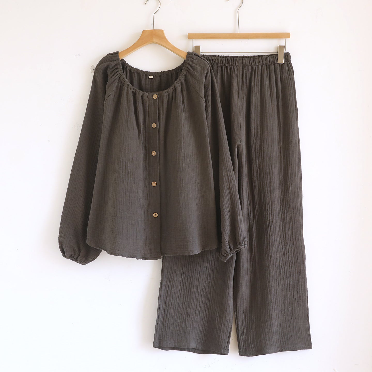 Women's Loose Long-sleeve Long Pants Casual Comfortable Simple Pajama Set