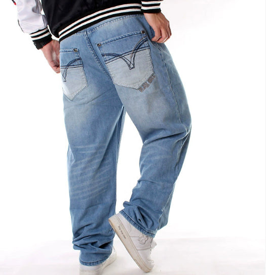 European And American Hip-hop Jeans Men's Casual Loose Pants Plus Size