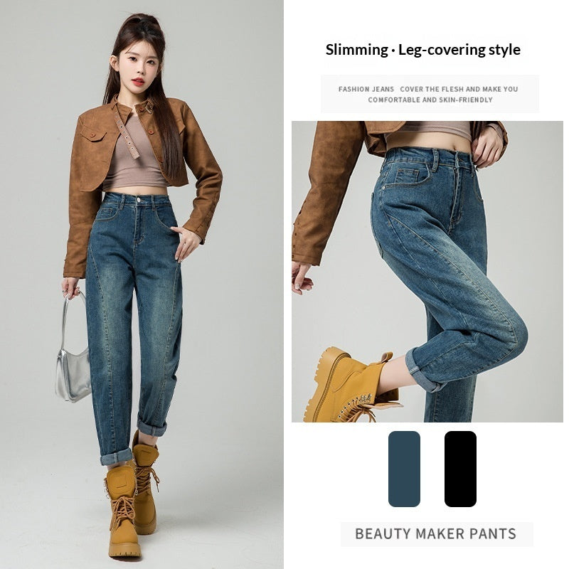 Women's Pants Seasonal Spring High-waisted Straight Loose