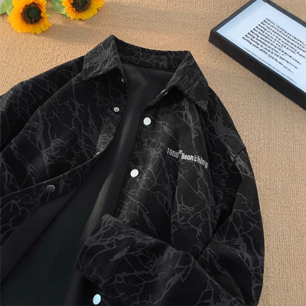 Embroidered High-grade American Retro Corduroy Shirt For Men