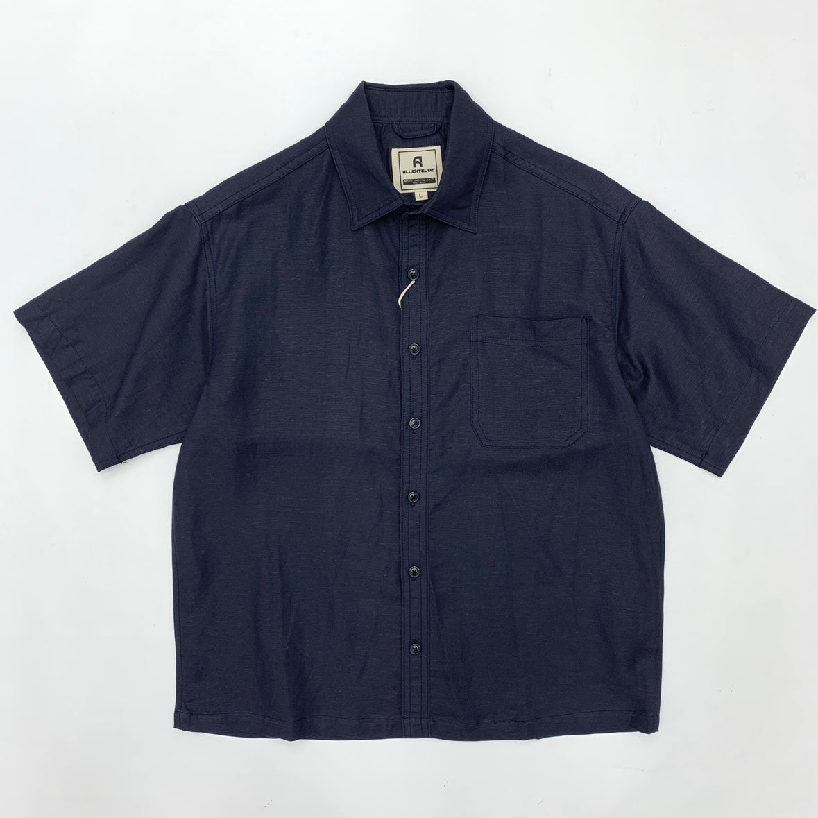 Flat Hem Cotton And Linen Short-sleeved Men's  Shirt