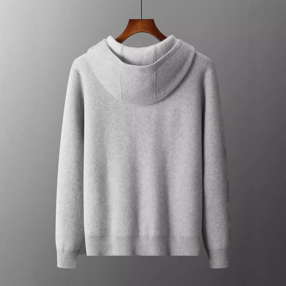 Men's Hooded Loose Casual Knitted Wool Sweater Cardigan Coat
