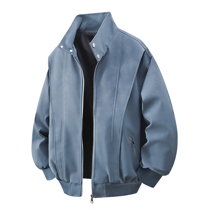 Jacket Men's And Women's Retro Loose Washed-out Leather Coat