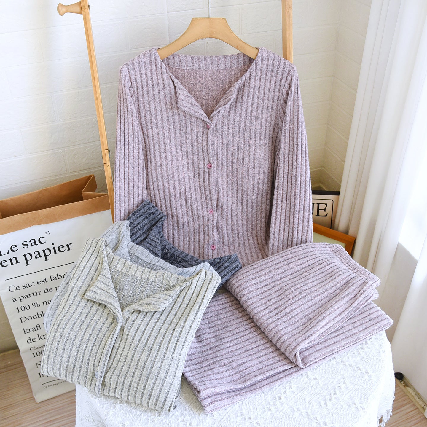 Women's Pure Desire Style Long Sleeve Pants Slimming And Warm Suit