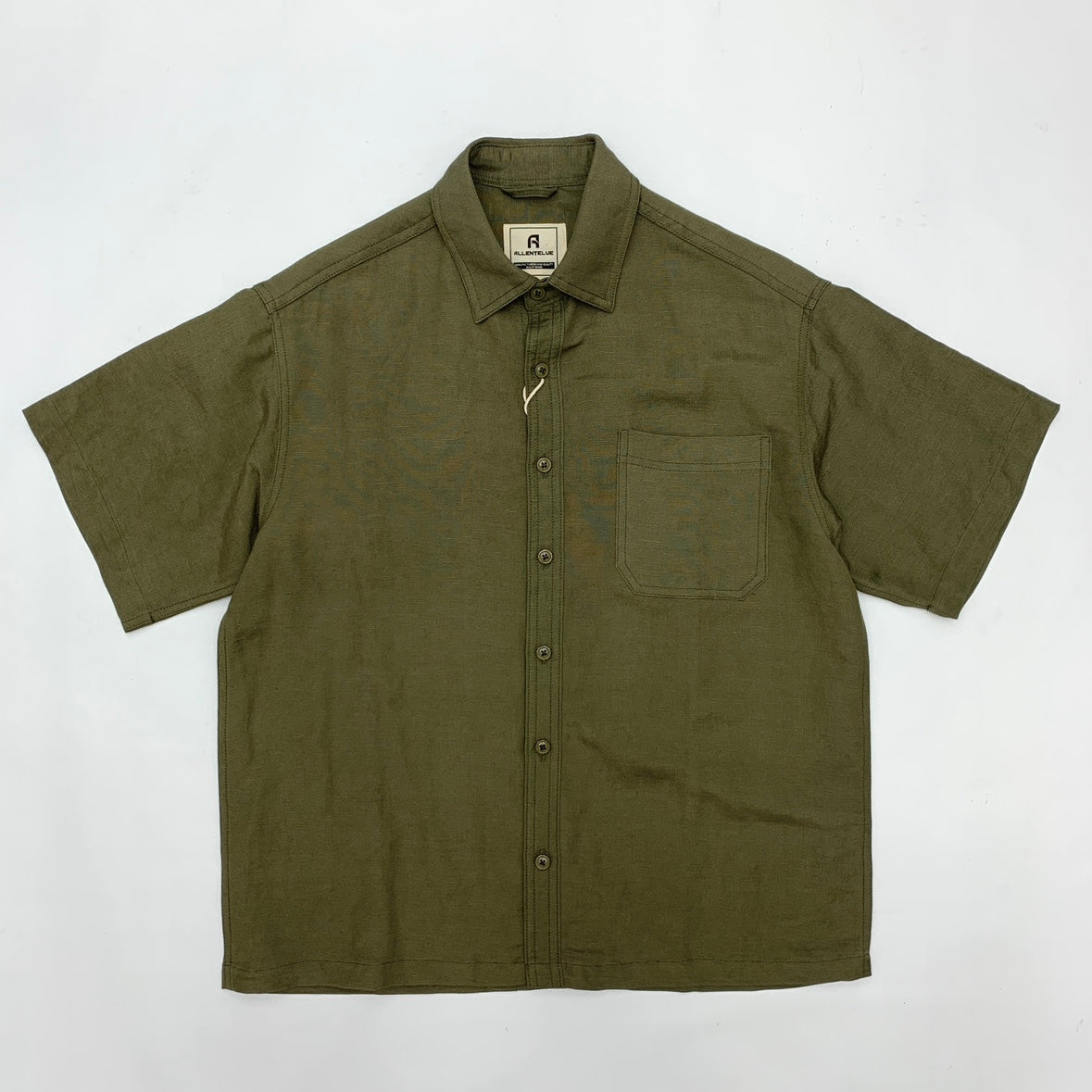 Flat Hem Cotton And Linen Short-sleeved Men's  Shirt