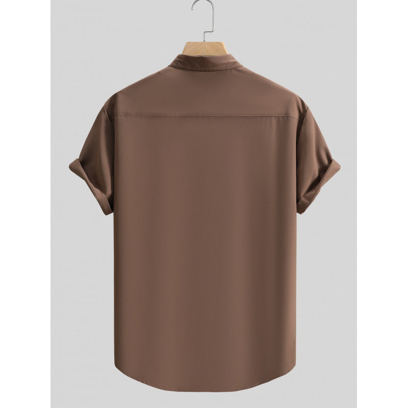 Men's Short-sleeved Shirt Solid Color Summer