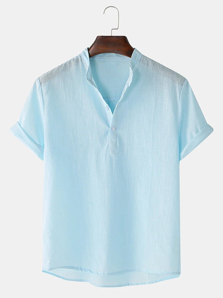 Men's Summer Loose V-neck Short-sleeved Shirt