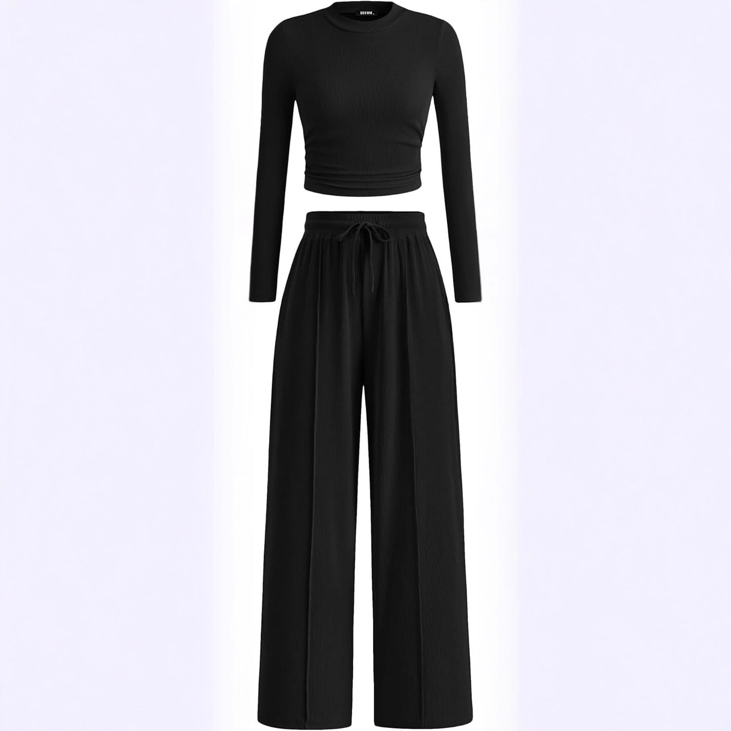 Women's Rib Fashion Navel Casual Suit