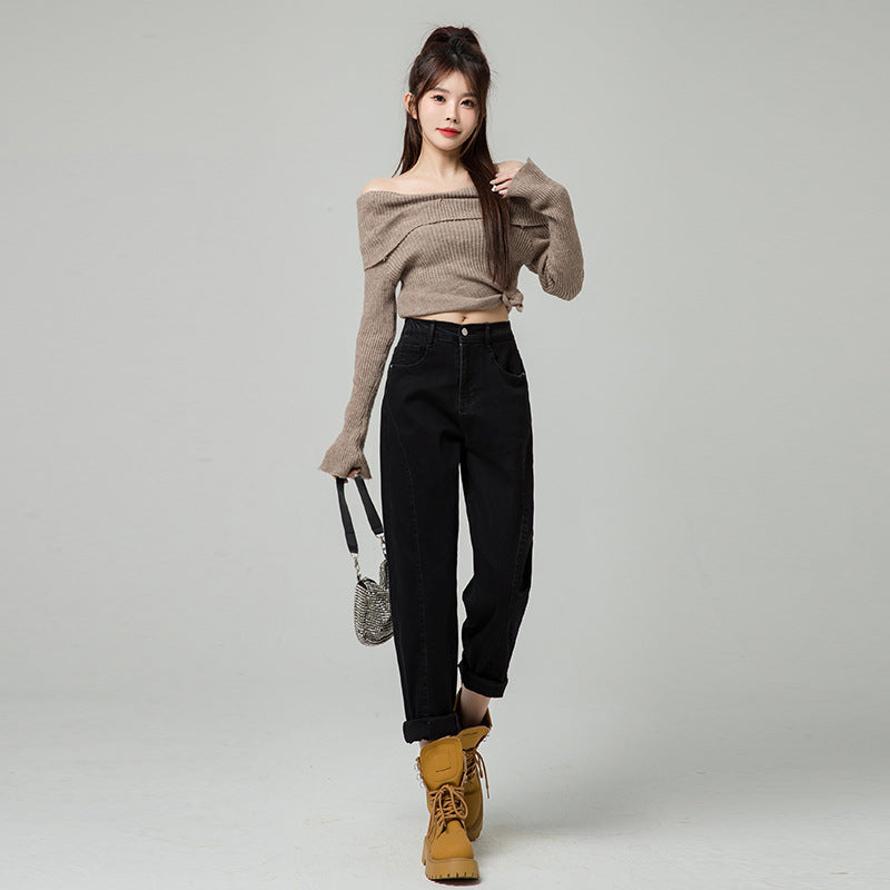 Women's Pants Seasonal Spring High-waisted Straight Loose