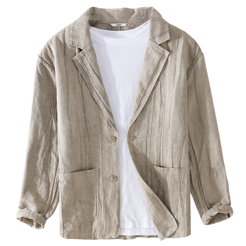 Men's Long Sleeve Linen Loose And Simple Shirt Coat