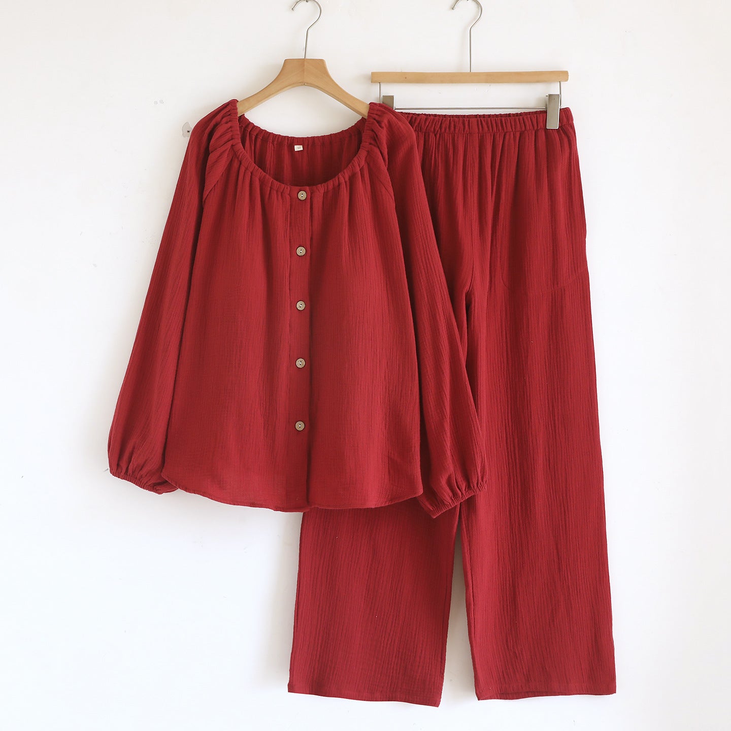 Women's Loose Long-sleeve Long Pants Casual Comfortable Simple Pajama Set