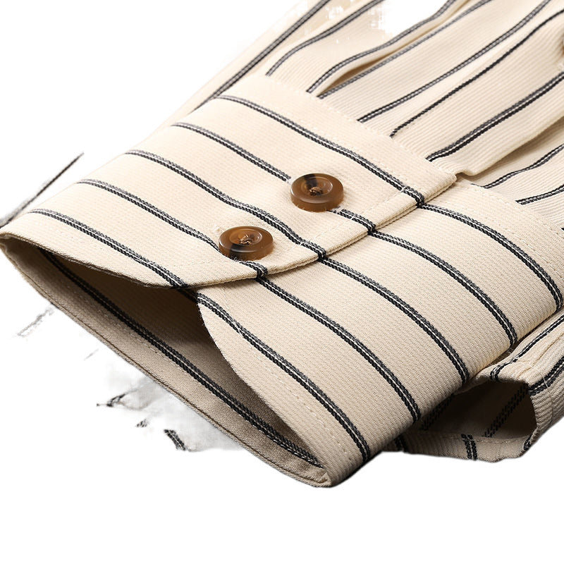 Spring And Autumn Non-ironing Striped Men's Long-sleeved Shirt