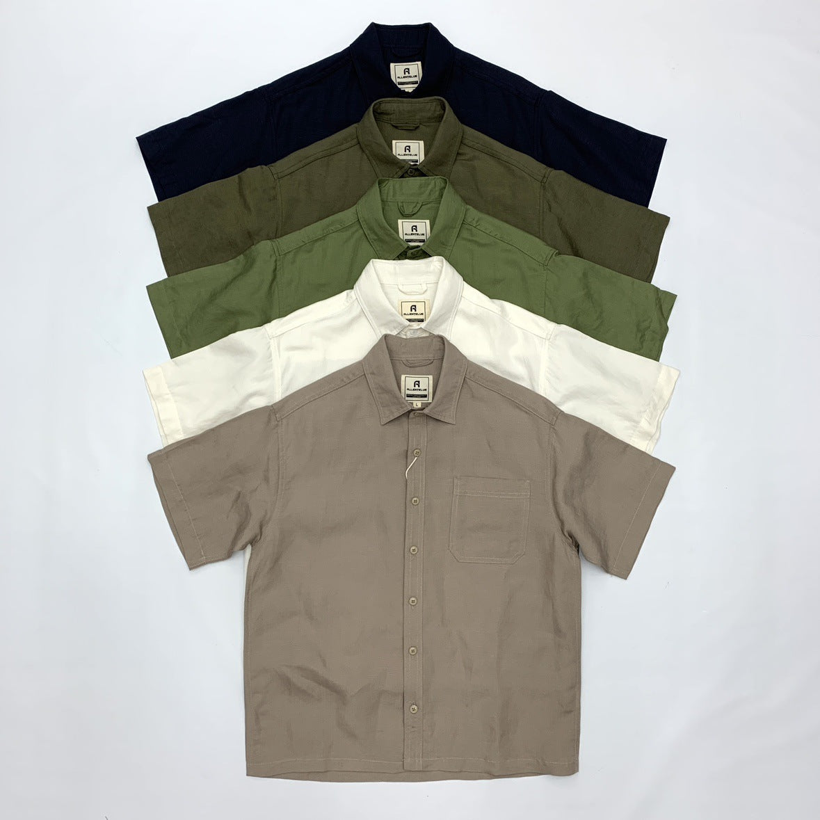 Flat Hem Cotton And Linen Short-sleeved Men's  Shirt