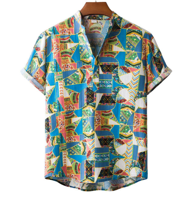 Men's Summer Loose V-neck Short-sleeved Shirt