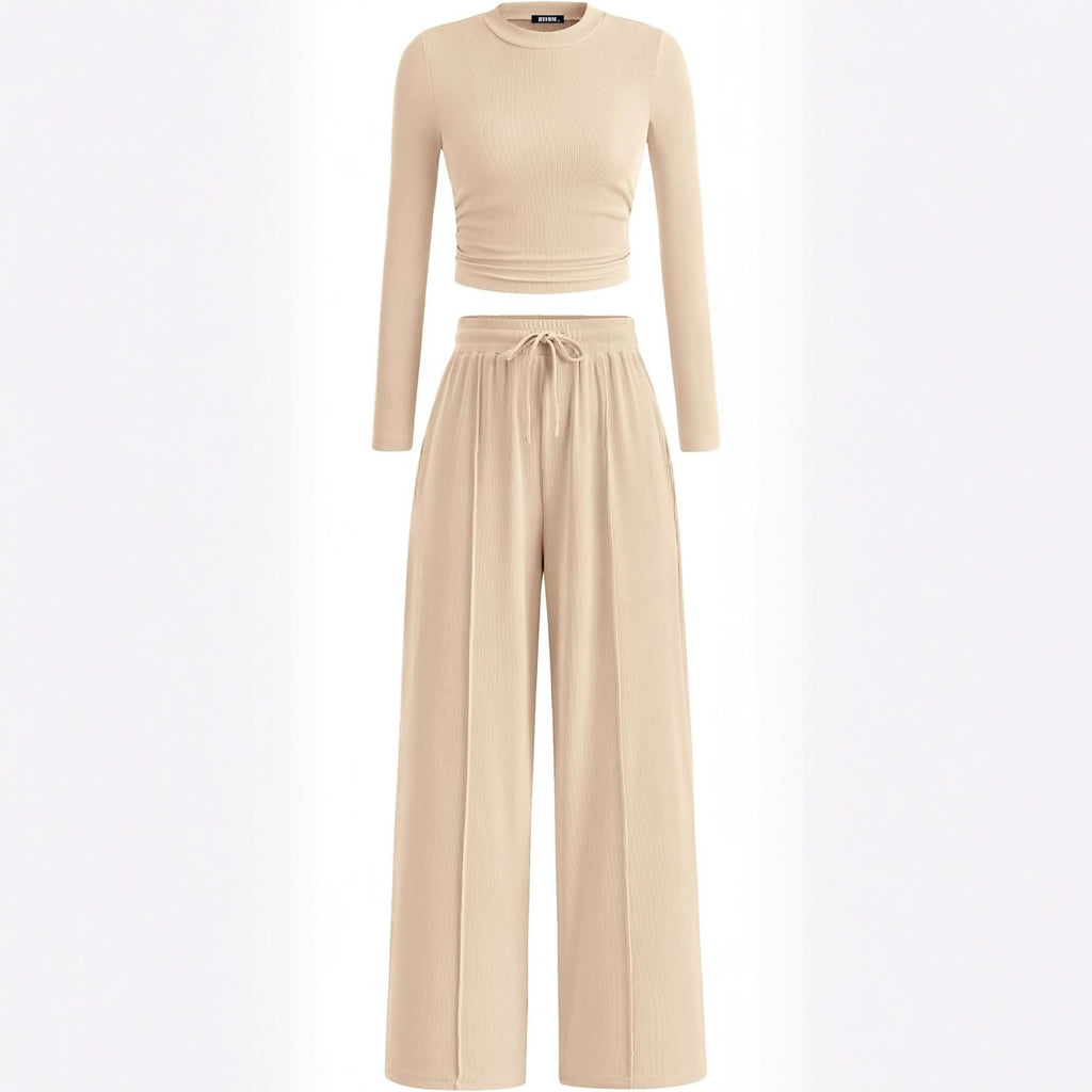 Women's Rib Fashion Navel Casual Suit