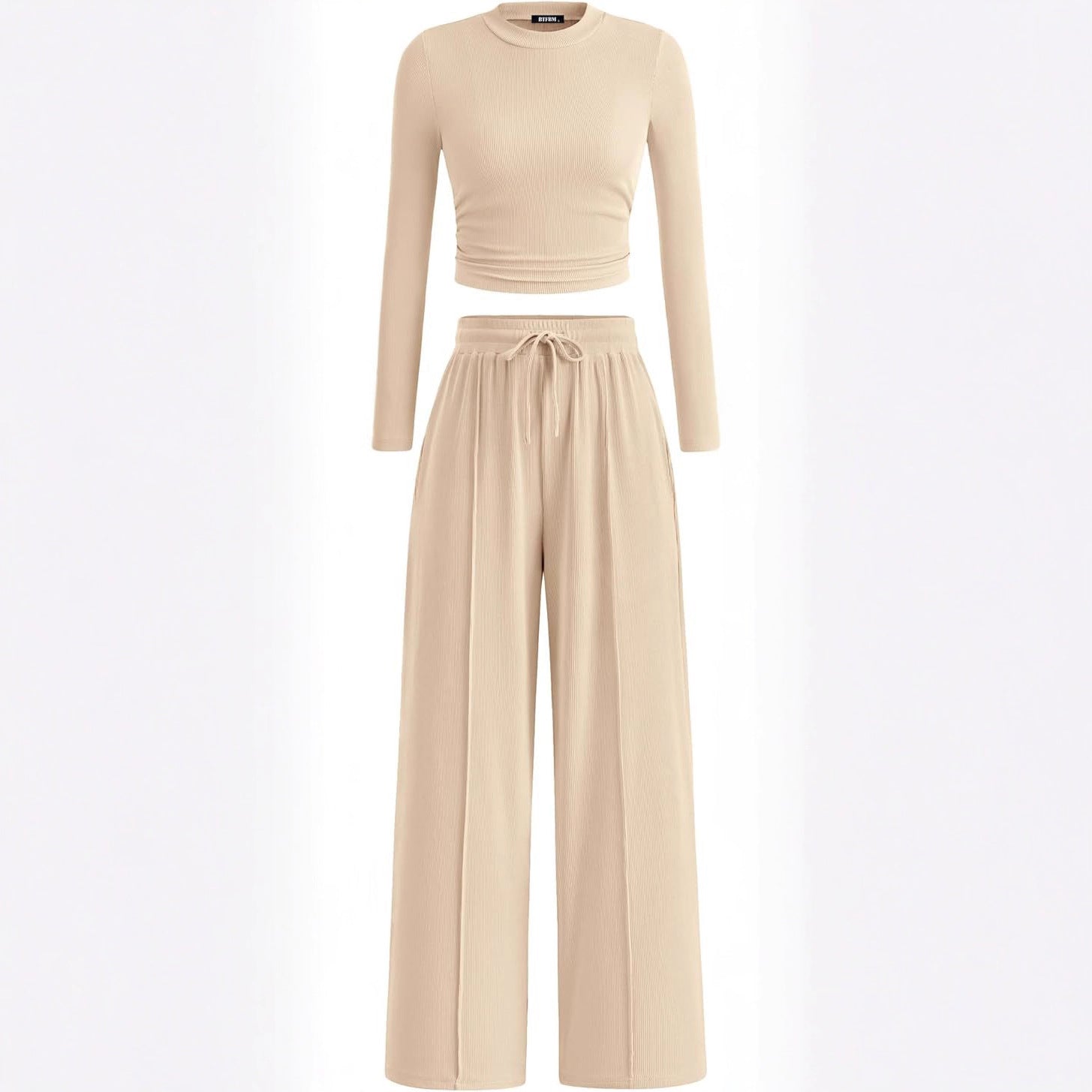 Women's Rib Fashion Navel Casual Suit