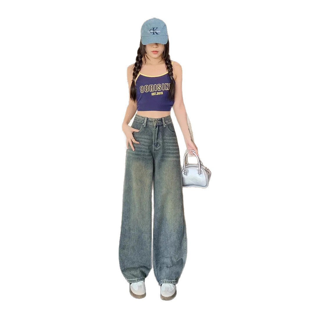 American Retro Loose Slimming And Straight New Mop