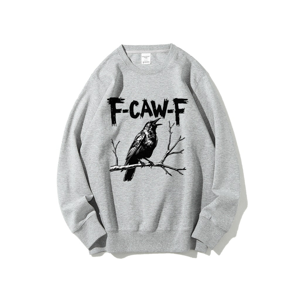 Crow Pattern Printing Autumn New Loose Daily Leisure Men's Women's Pullover