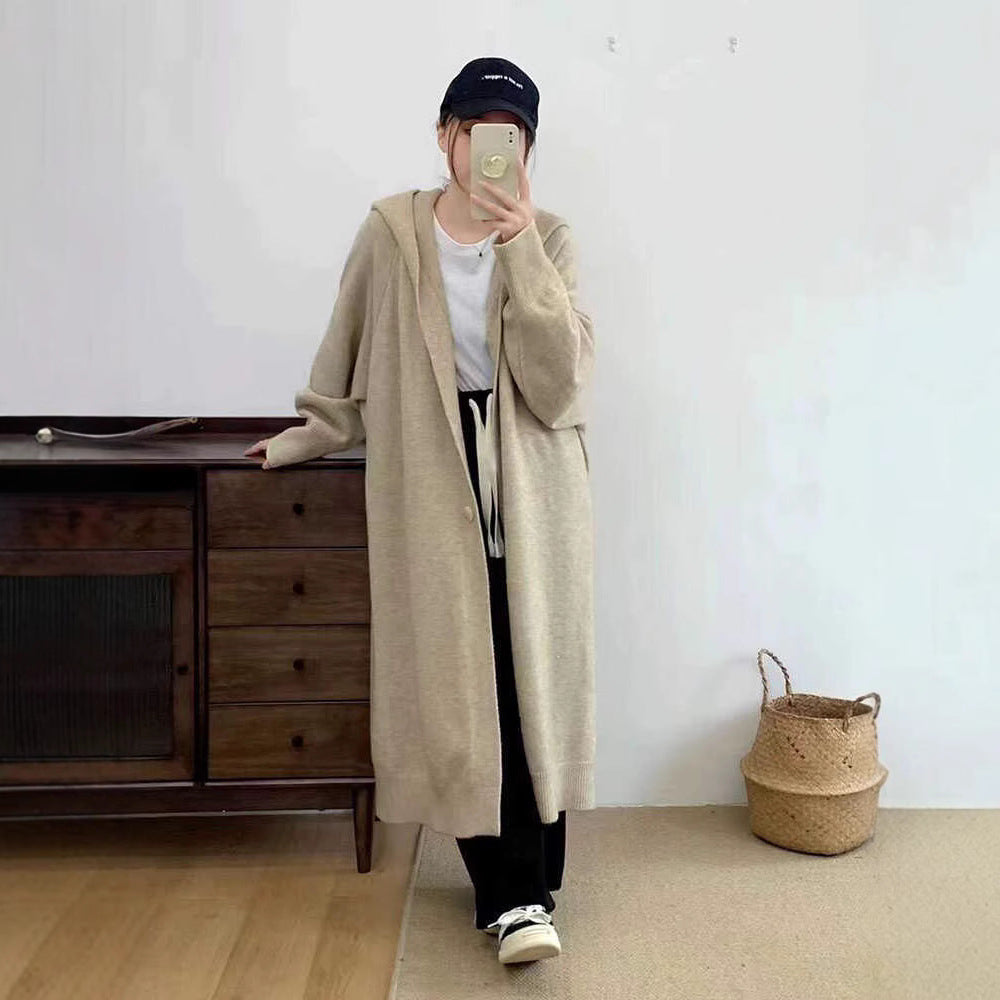 Over-the-knee Knitted Cardigan Women's Coat