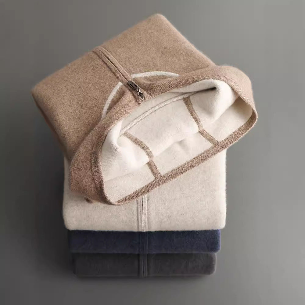 Men's Hooded Loose Casual Knitted Wool Sweater Cardigan Coat