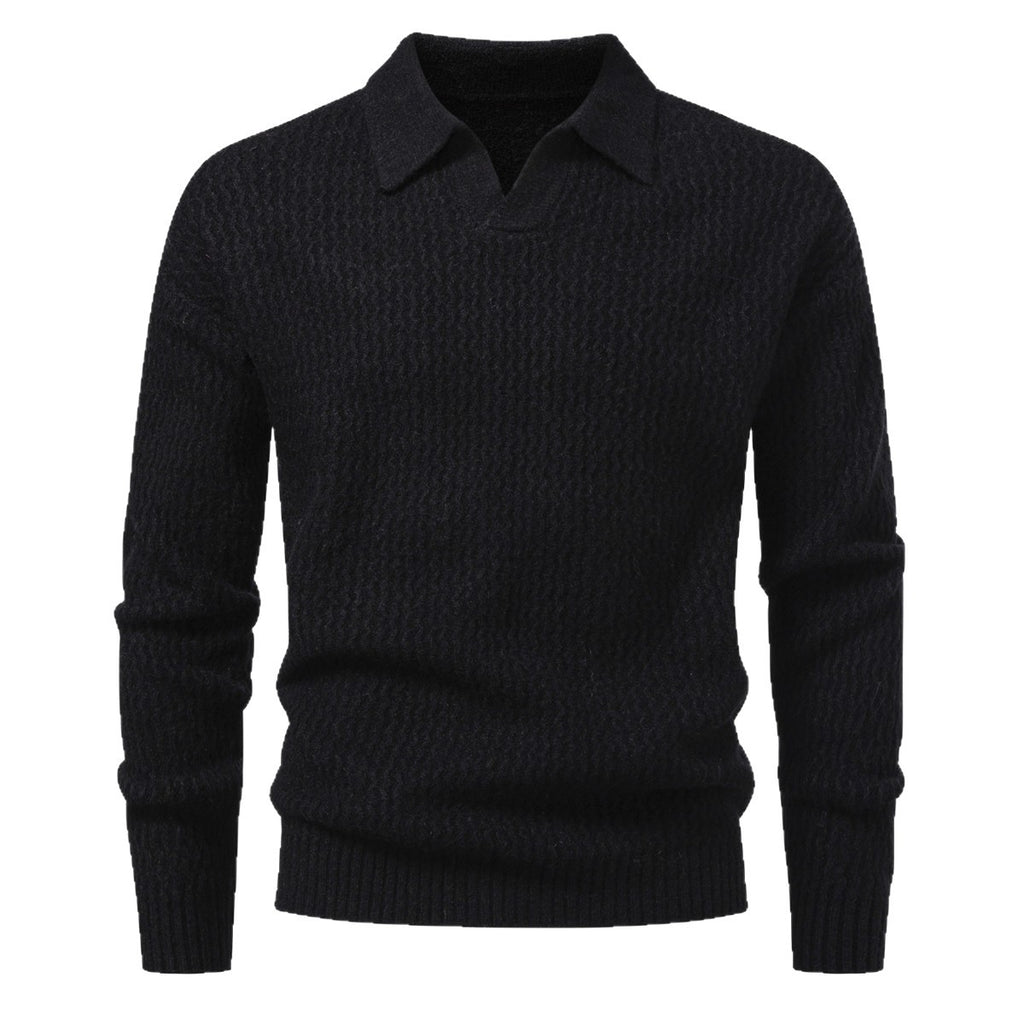Men's Solid Color Turtleneck Sweater Cable Knit Long Sleeve Top