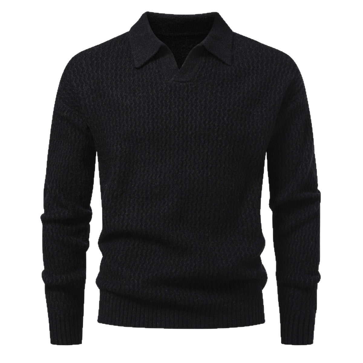 Men's Solid Color Turtleneck Sweater Cable Knit Long Sleeve Top