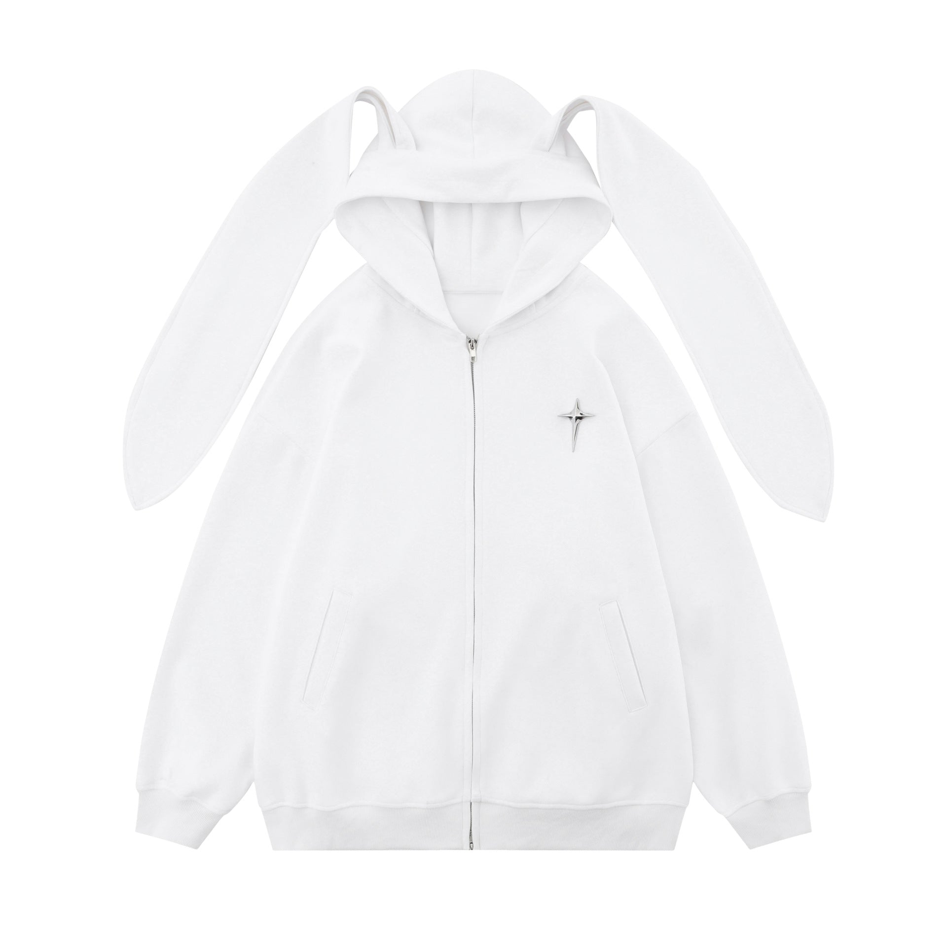 Design Hooded Rabbit Ears Cardigan Woman Cotton Dress