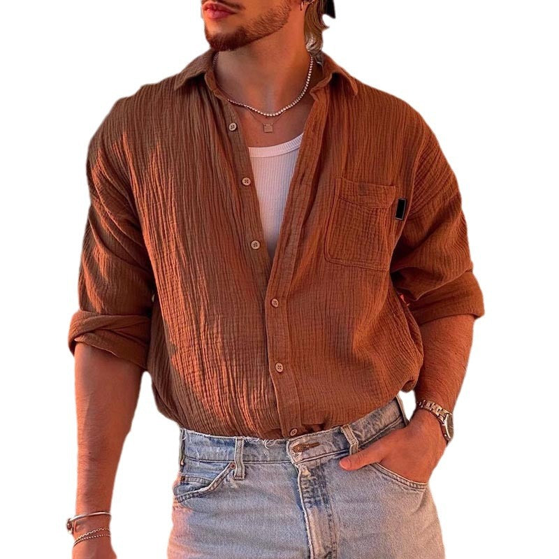 Men's Solid Color European And American Shirt