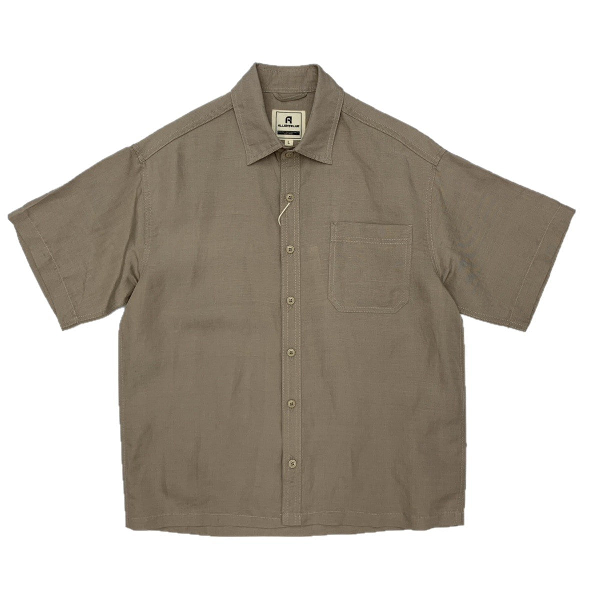 Flat Hem Cotton And Linen Short-sleeved Men's  Shirt