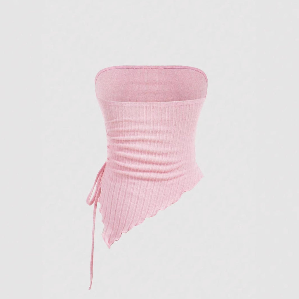 Women's Solid Color Tie-wrapped Bustier Top