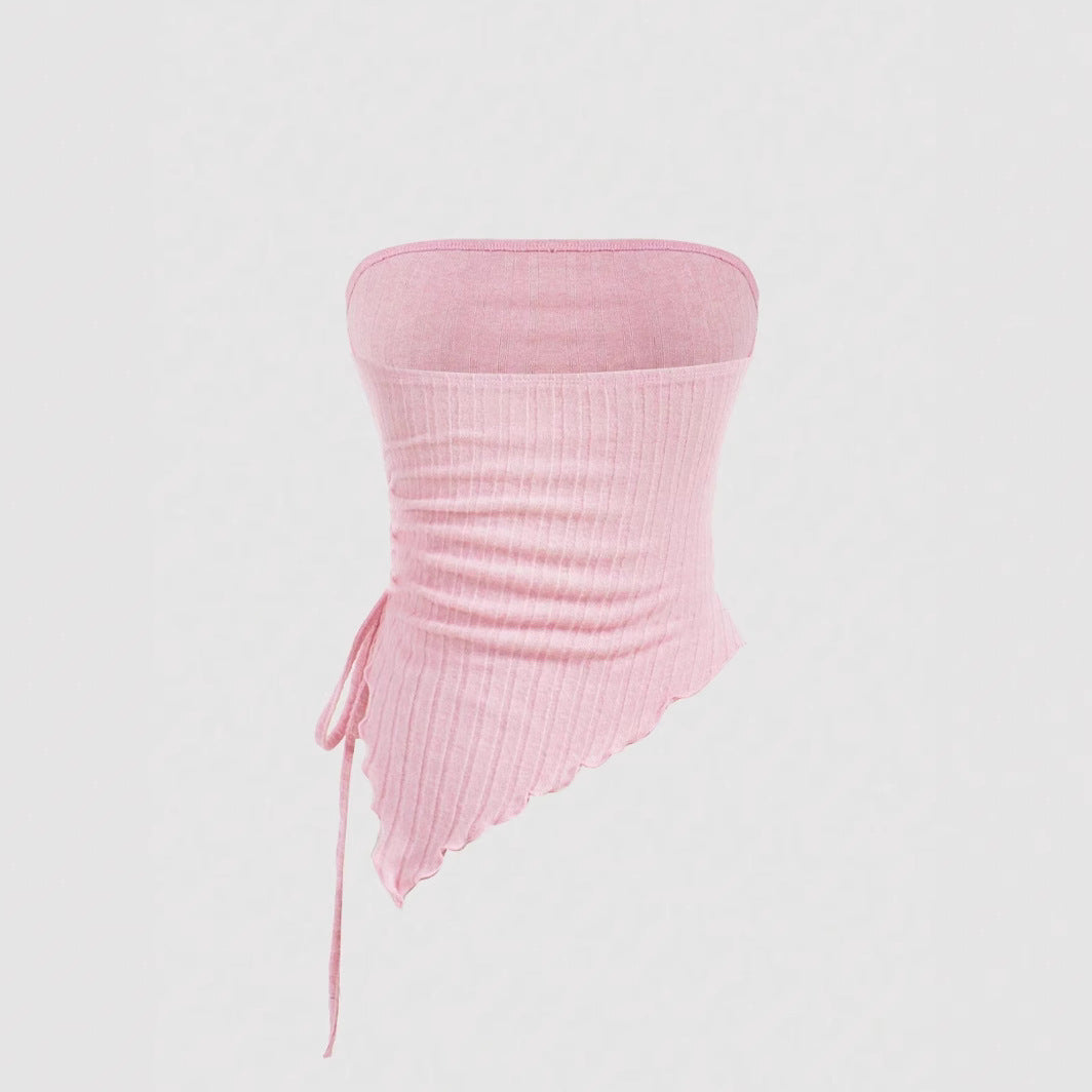 Women's Solid Color Tie-wrapped Bustier Top