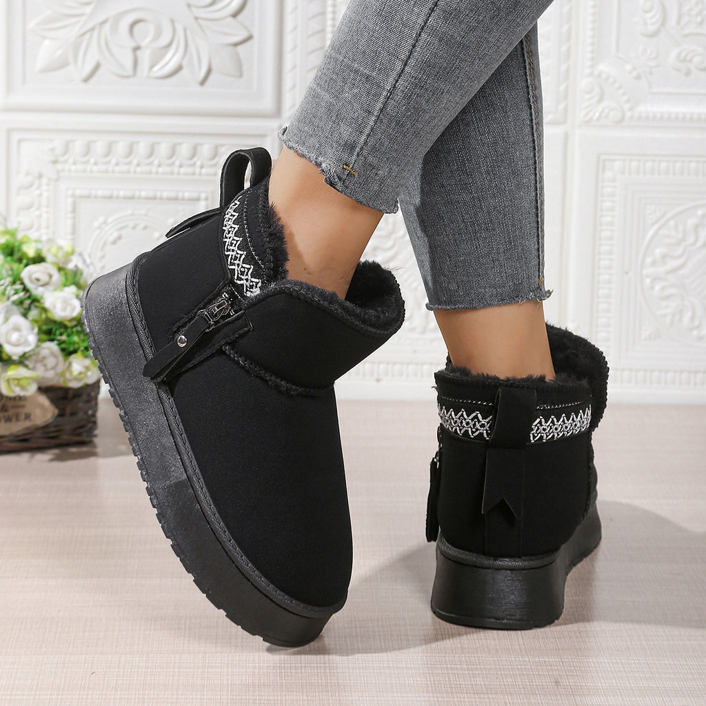 Side Zipper Thick Sole Height Increasing Snow Boots For Women