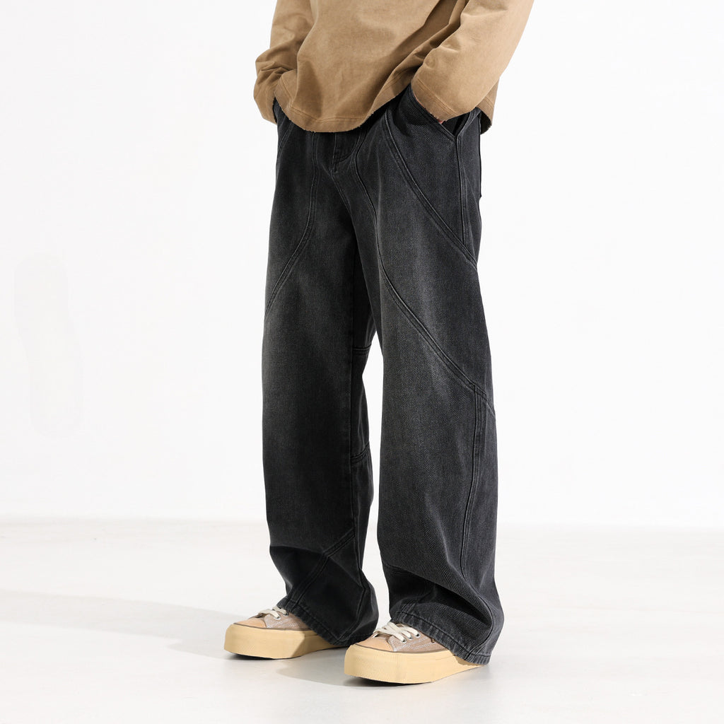 Trendy Washed Old Straight-leg Wide-leg Pants