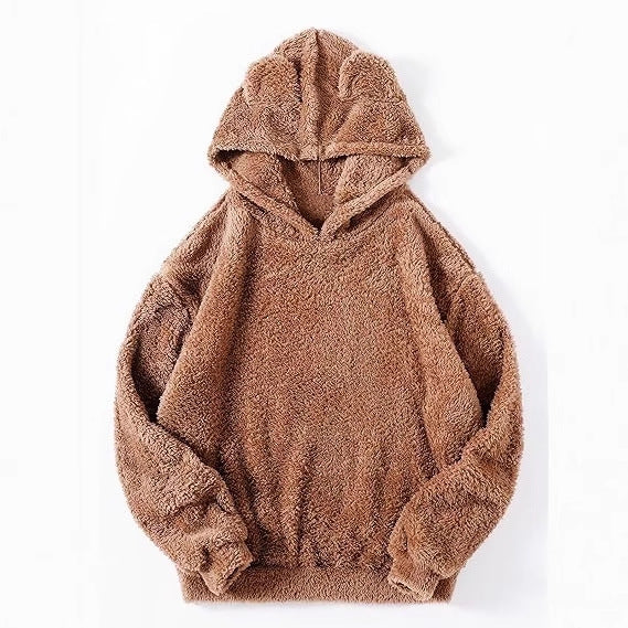 Women's Clothing Solid Color Cute Bear Hoodie