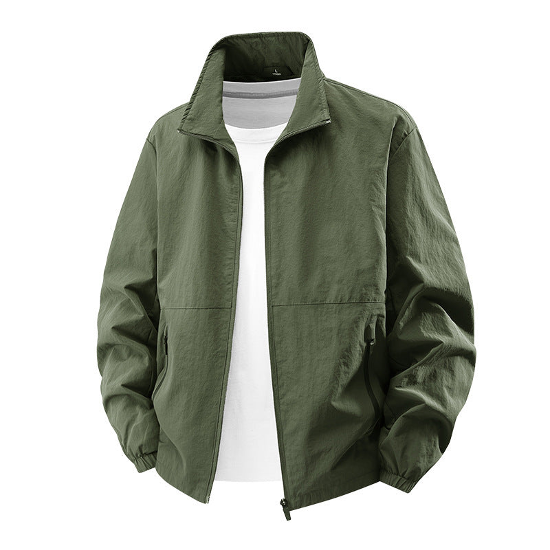 Outdoor Sports Plus Size Men's Casual Jacket Coat Solid Color Stand Collar