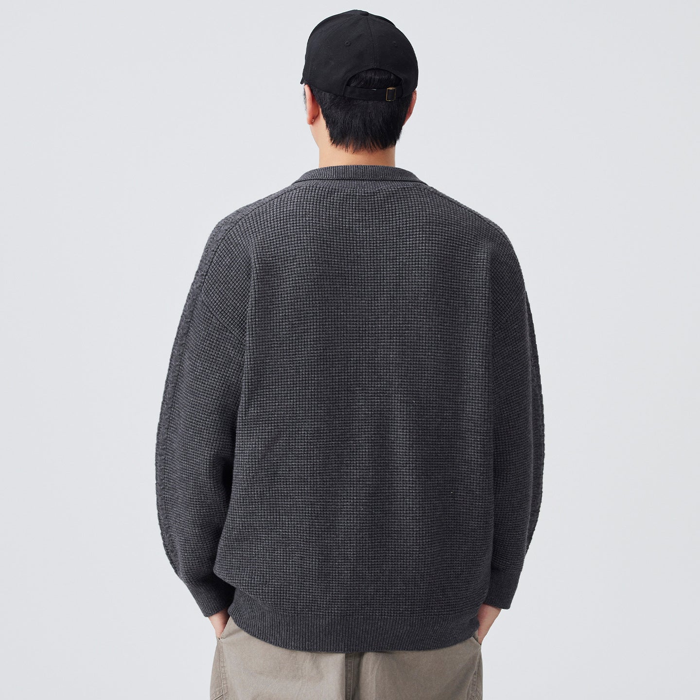 Half-collar High-end Lapel Men's Solid Color Versatile Sweater