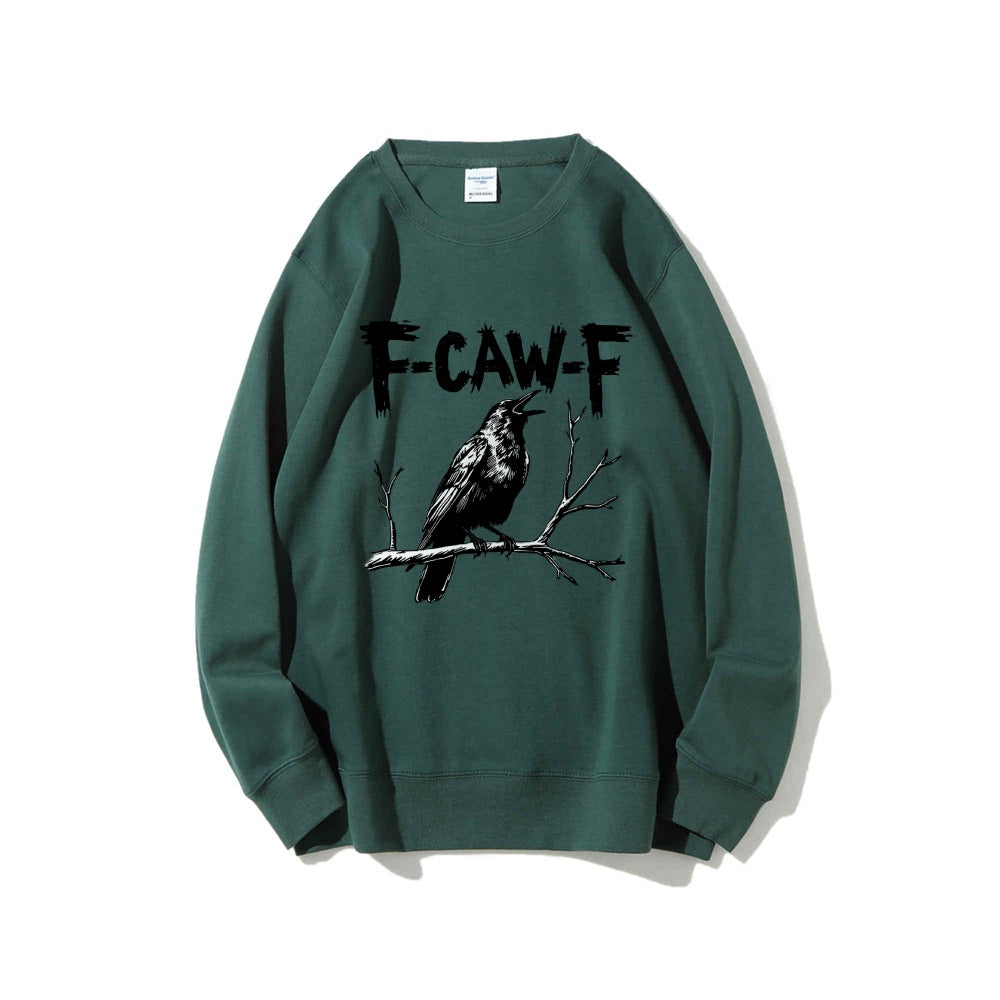Crow Pattern Printing Autumn New Loose Daily Leisure Men's Women's Pullover