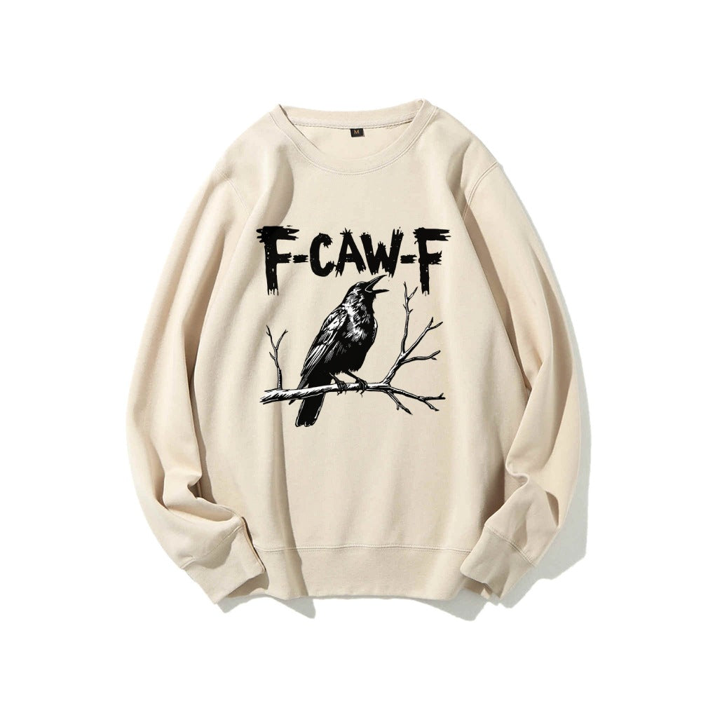 Crow Pattern Printing Autumn New Loose Daily Leisure Men's Women's Pullover