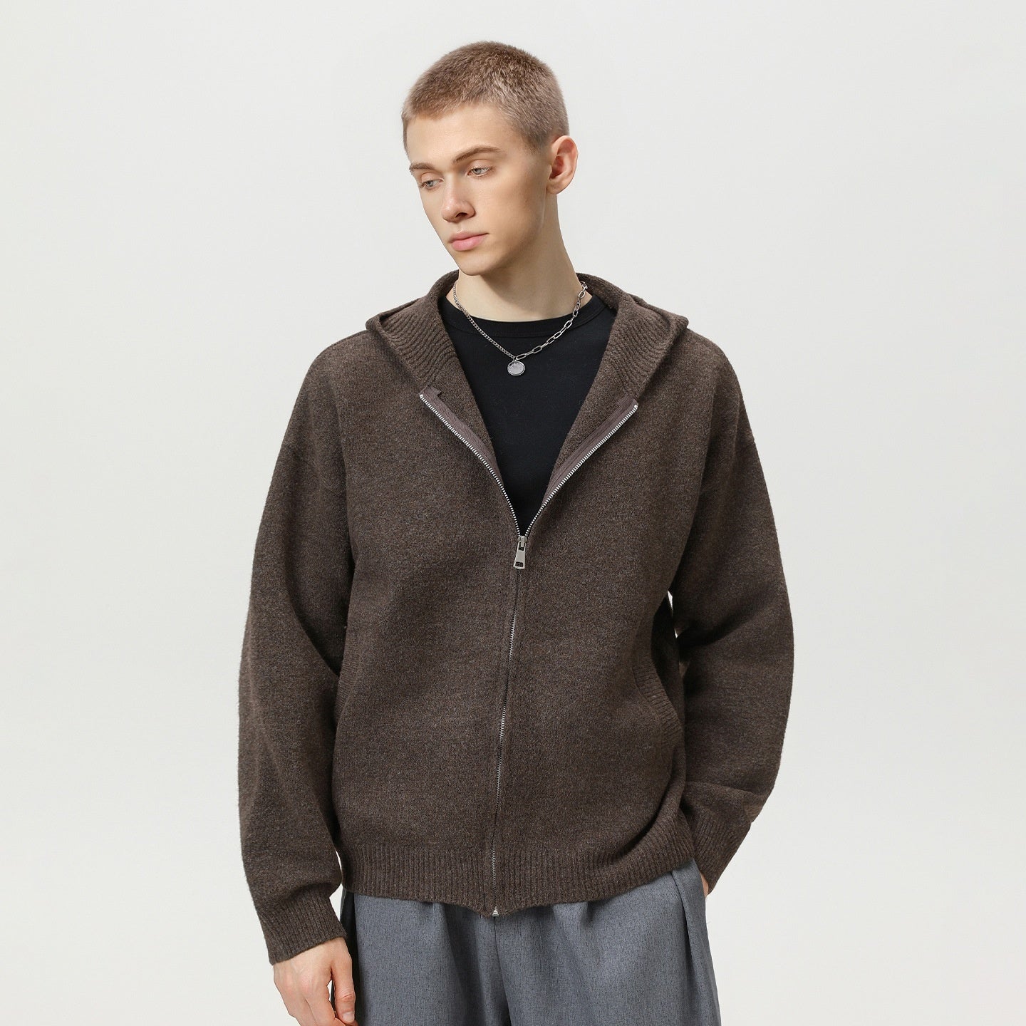 Faux Deer Fur American Retro Trendy Knitted Sweater Jacket