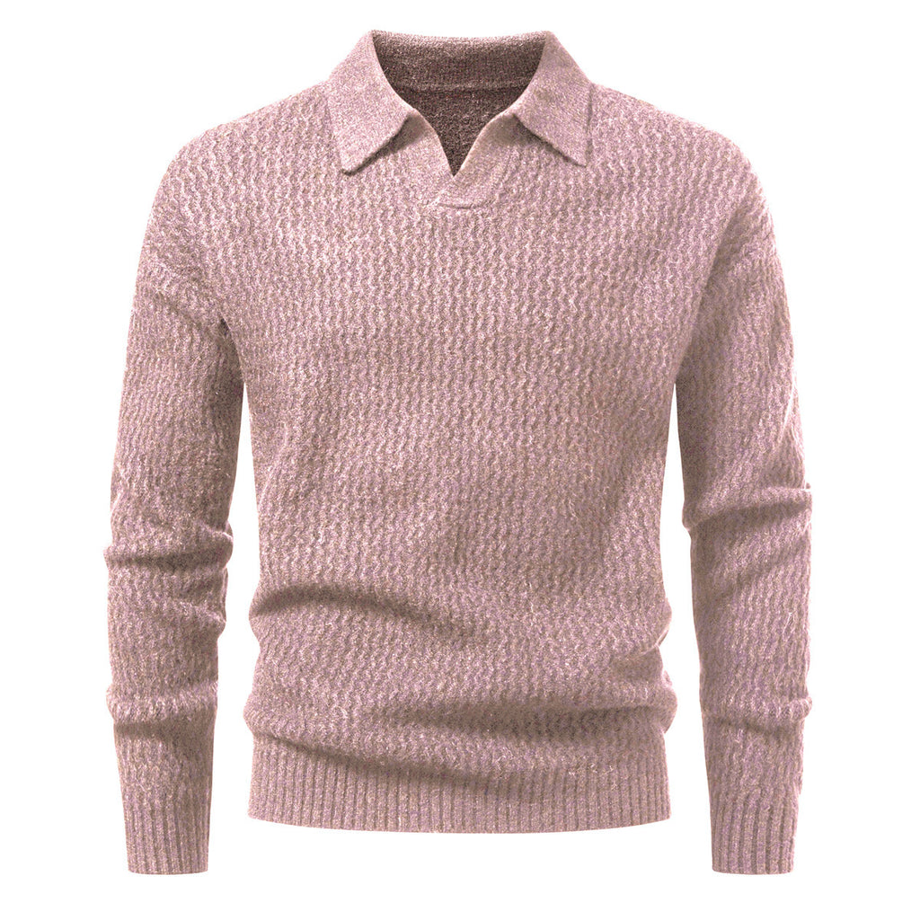 Men's Solid Color Turtleneck Sweater Cable Knit Long Sleeve Top