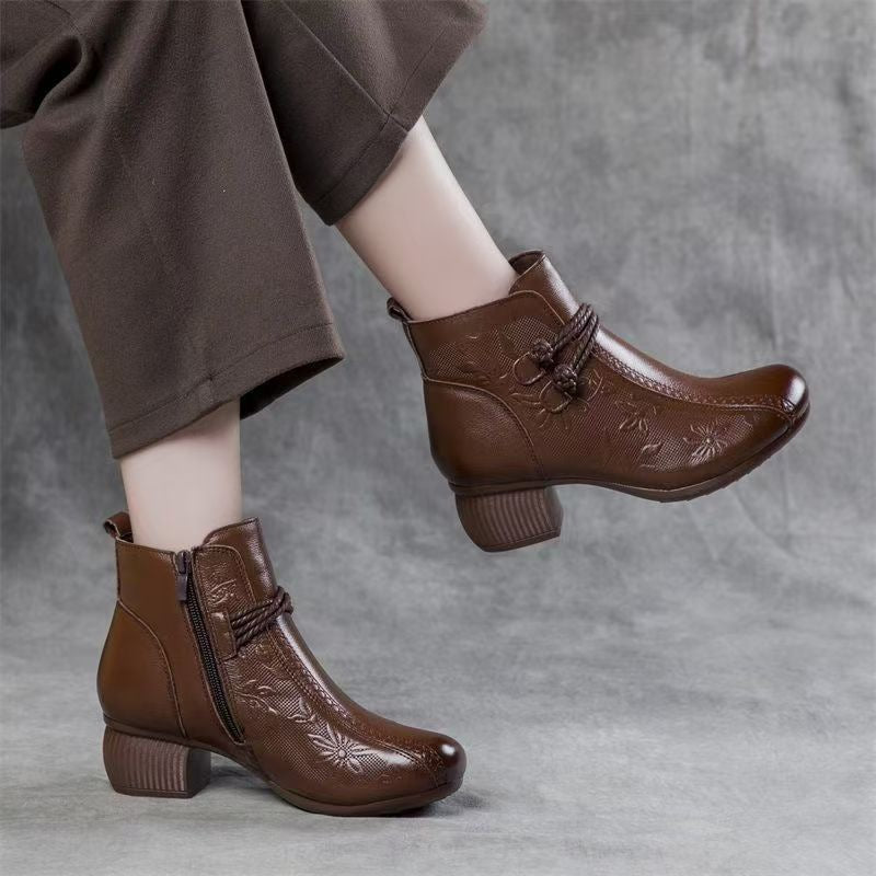 Retro Women's Soft Sole Soft Leather Cotton Shoes