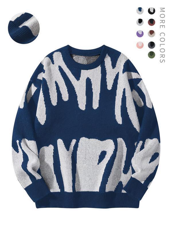 Men's Minimalist Printed Versatile Knit Sweater
