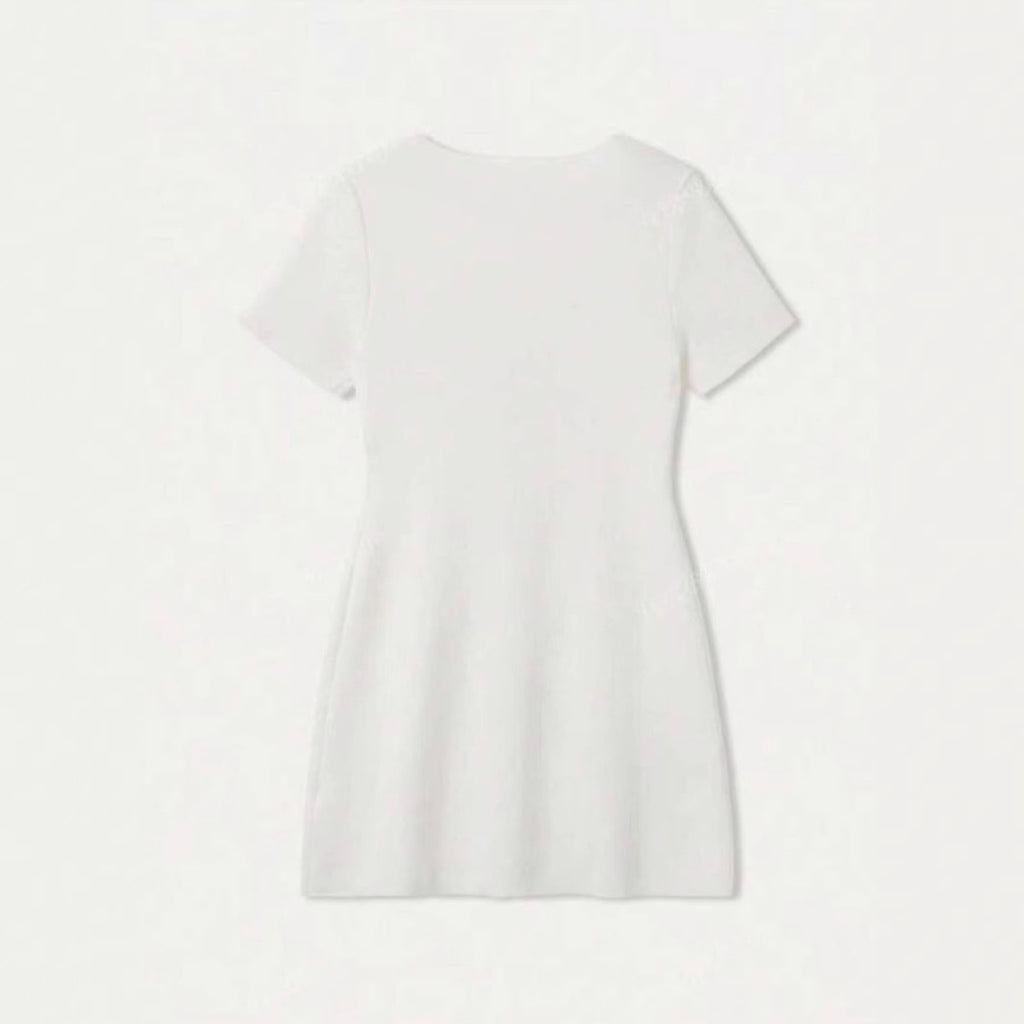 Solid Color Summer Women's Metal Button Knit Dress