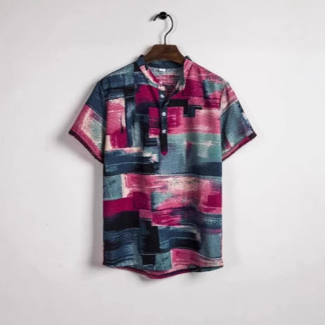 Men's Summer Loose V-neck Short-sleeved Shirt