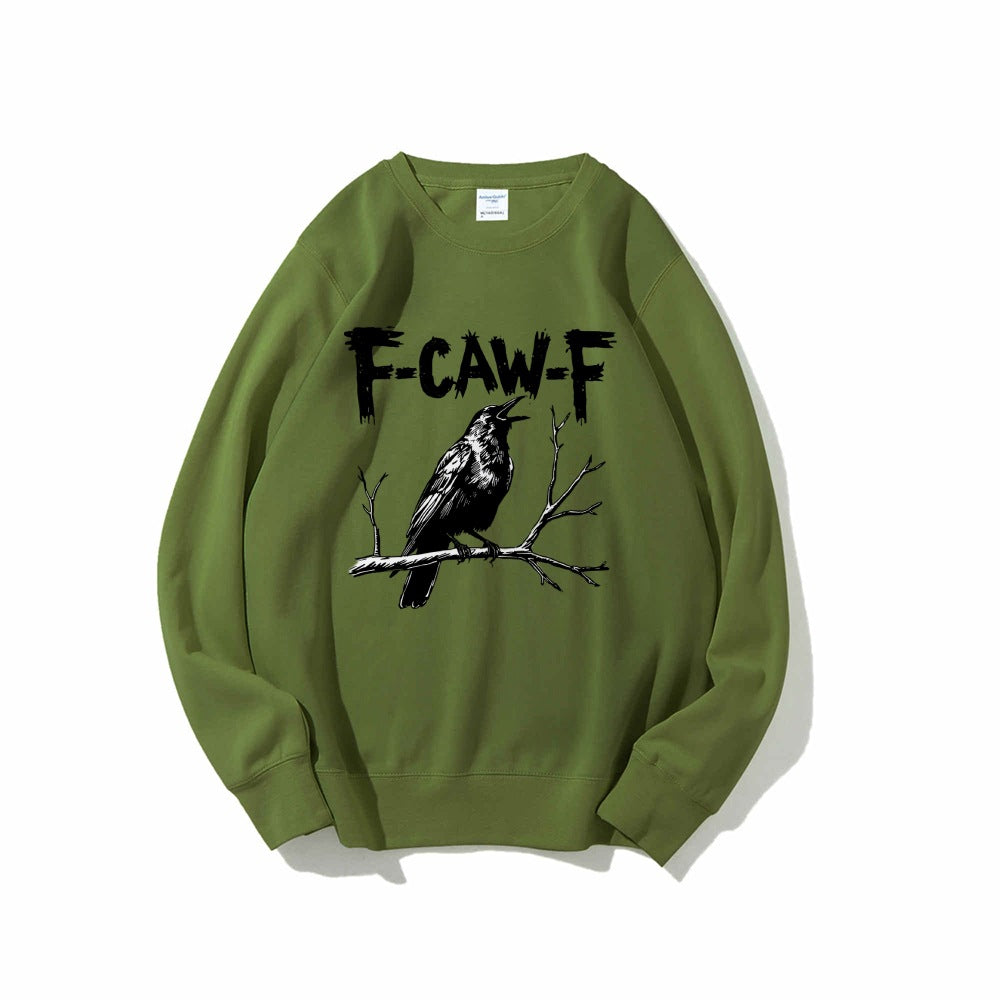 Crow Pattern Printing Autumn New Loose Daily Leisure Men's Women's Pullover